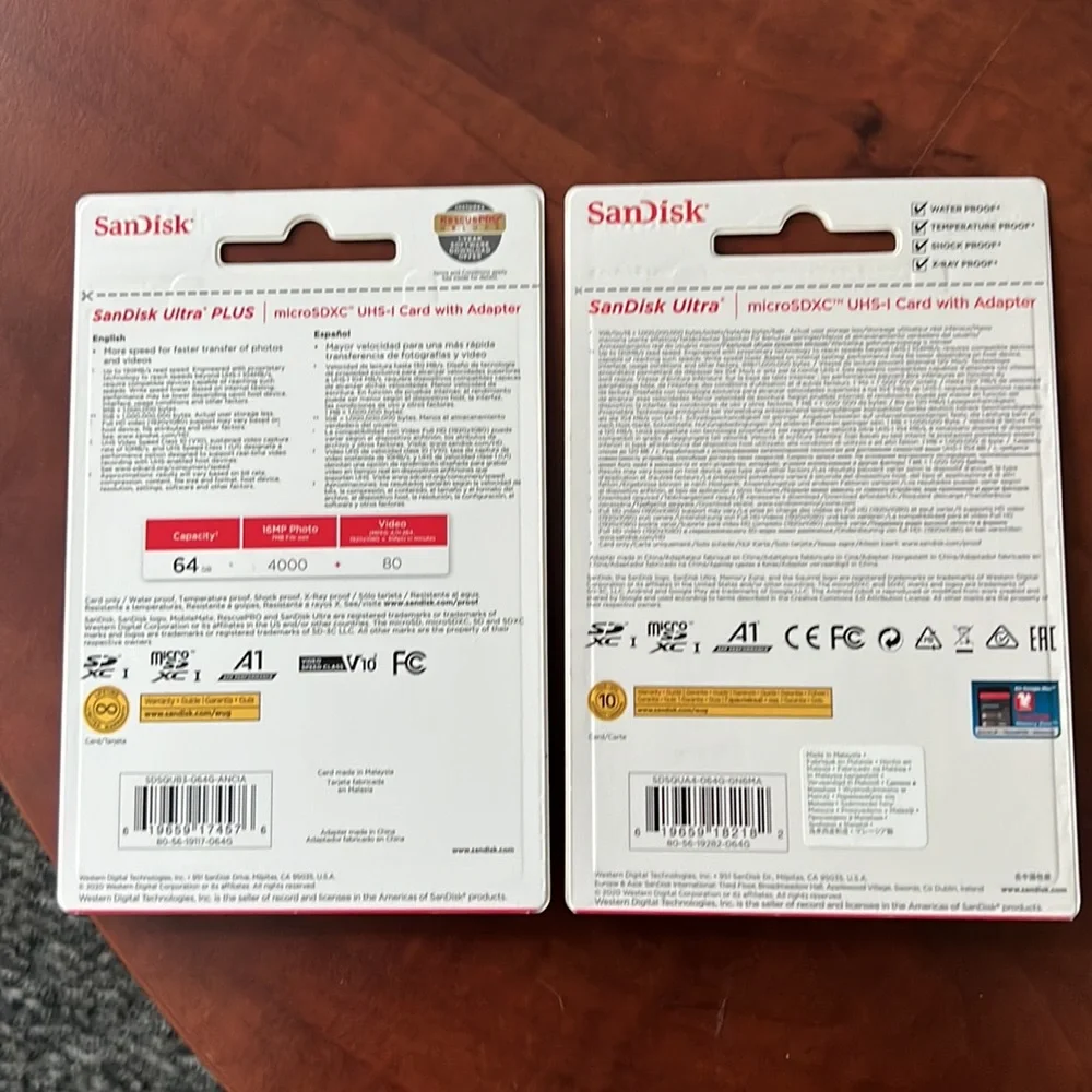 NEW SanDisk Ultra Plus 64gb with Adapter (2 pack)